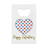 Rood- en blauw elegant hartvormig creditkaart flessenopener (Achterkant)