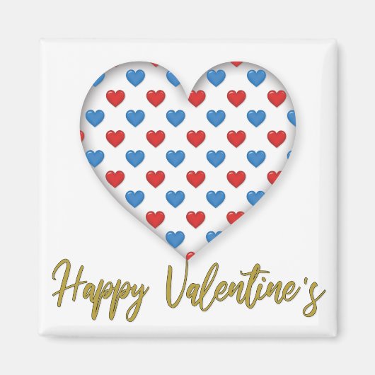 Rood- en blauw elegant hartvormig magneet (Voorkant)