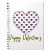 Rood- en blauw elegant hartvormig notitieboek (Voorkant)