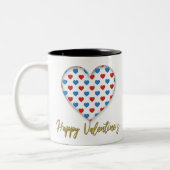 Rood- en blauw elegant hartvormig tweekleurige koffiemok (Links)