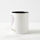 Rood- en blauw elegant hartvormig tweekleurige koffiemok (Center)