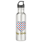 Rood- en blauw elegant hartvormig waterfles  (Voorkant)