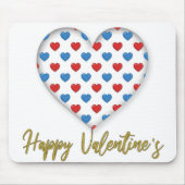 Rood en Blauw Ellegant Hartvorm Muismat (Voorkant)
