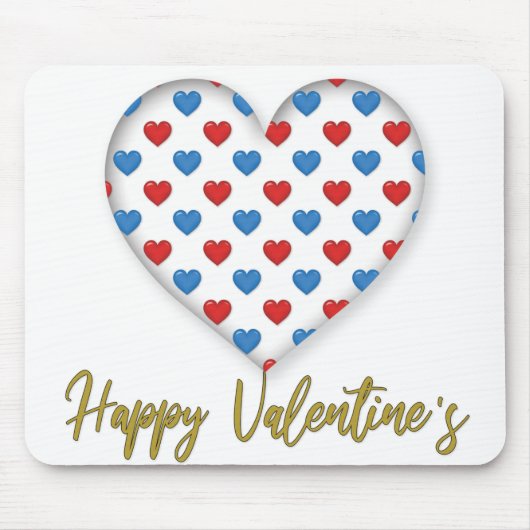 Rood en Blauw Ellegant Hartvorm Muismat (Voorkant)