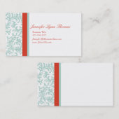 Rood- en blauw-Floral-Damasekaart Visitekaartje (Voorkant / Achterkant)