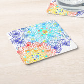 Rood en blauw Floral Kartonnen Onderzetters (Schuin)