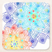 Rood en blauw Floral Kartonnen Onderzetters (Voorkant)