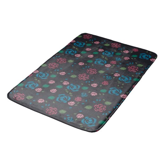 rood en blauw Floral Patroon Badmat (Gekanteld)
