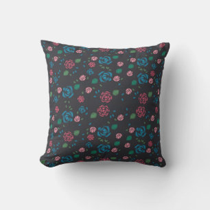 rood en blauw Floral Patroon Buitenkussen