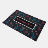 rood en blauw Floral Patroon Deurmat (Schuin)