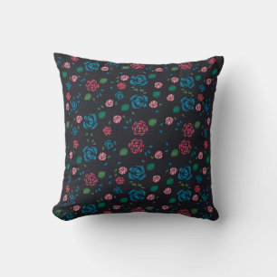 rood en blauw Floral Patroon Kussen