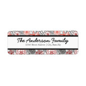 Rood en blauw Floral - Retouradreslabels Etiket (Voorkant)