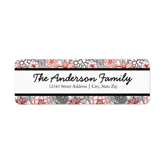 Rood en blauw Floral - Retouradreslabels Etiket (Voorkant)