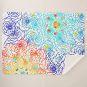 Rood en blauw Floral Sherpa Deken (Voorkant (horizontaal))