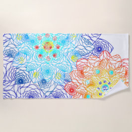 Rood en blauw Floral Strandlaken