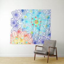 Rood en blauw Floral