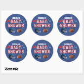 Rood en Blauw Football Baby shower Ronde Sticker (Vel)
