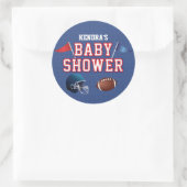 Rood en Blauw Football Baby shower Ronde Sticker (Tas)