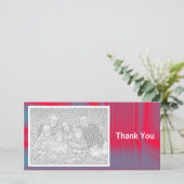 Rood en Blauw gearceerd Bedankkaart (Staand voorkant)