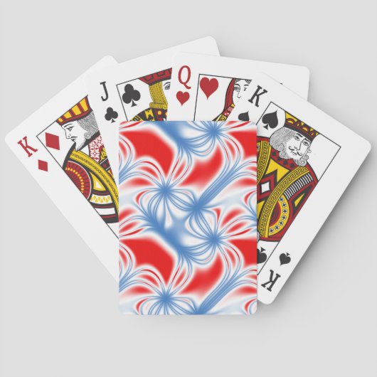 Rood en blauw gebogen fractaal patroon speelkaarten (Achterkant)