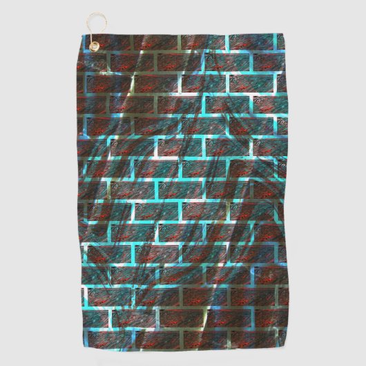 Rood en blauw gekleurd, raster of krassteen, effec golfhanddoek (Voorkant)