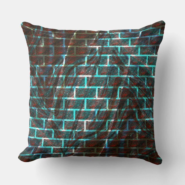 Rood en blauw gekleurd, raster of krassteen, effec kussen (Voorkant)