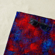 Rood en blauw gekruiste krassen in vierkantjes of 