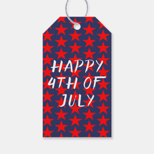 Rood en Blauw Gelukkig 4 juli Cadeaulabel (Voorkant)