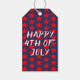 Rood en Blauw Gelukkige 4 juli Cadeaulabel