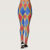 Rood en blauw geometrisch harlequin-diamantpatroon leggings (Achterkant)