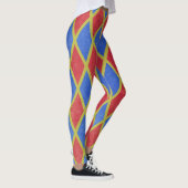 Rood en blauw geometrisch harlequin-diamantpatroon leggings (Rechts)