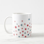 Rood en blauw geometrische lijnen en stippen ontwe koffiemok (Links)