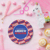 Rood en Blauw Gepersonaliseerd Afstuderen Papieren Bordje (Feest)