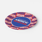 Rood en Blauw Gepersonaliseerd Afstuderen Papieren Bordje (Gekanteld)