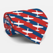 Rood en blauw gestreept P-51 patroon Stropdas (Opgerold)