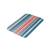 Rood en Blauw Gestreept Patroon Badmat (Gekanteld)