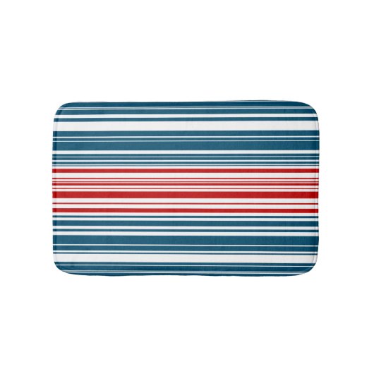 Rood en Blauw Gestreept Patroon Badmat (Voorkant)