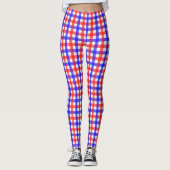 Rood en blauw Gingham Leggings (Voorkant)