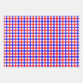 Rood en Blauw Gingham Mini Check Inpakpapier Vel (Voorkant 3)