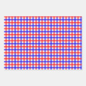 Rood en Blauw Gingham Mini Check Inpakpapier Vel (Voorkant 2)