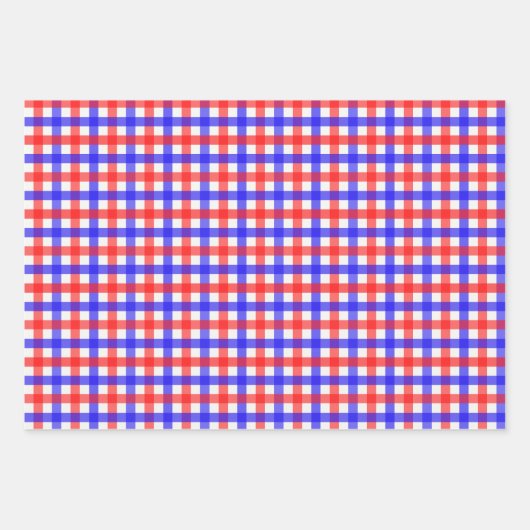 Rood en Blauw Gingham Mini Check Inpakpapier Vel (Voorkant 2)