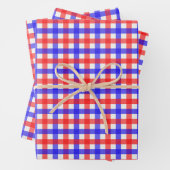 Rood en Blauw Gingham Mini Check Inpakpapier Vel (In situ)