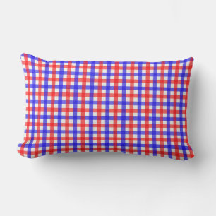 Rood en blauw Gingham Plaid Kussen