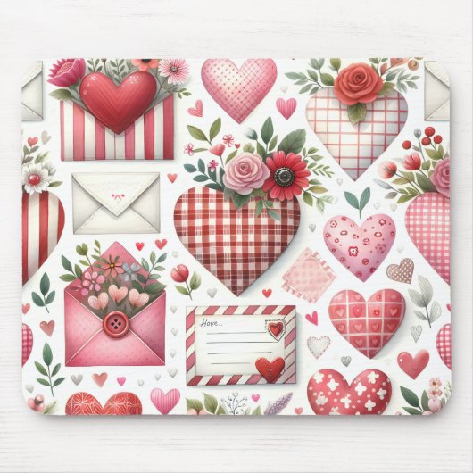 ROOD EN BLAUW GINGHAM PLAID VALENTIJNSDAG THEMA MUISMAT (Voorkant)