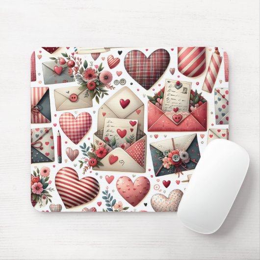 ROOD EN BLAUW GINGHAM PLAID VALENTIJNSDAG THEMA MUISMAT (Met muis)