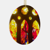 Rood en blauw Glas in lood Keramisch Ornament (Rechts)