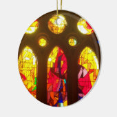 Rood en blauw Glas in lood Keramisch Ornament (Links)