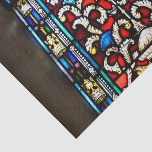 Rood en blauw Glas in lood Tissuepapier (Detail)