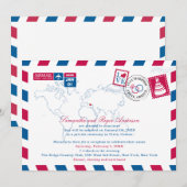 Rood en Blauw Griekenland Luchtpost Post Bruilofts Kaart (Voorkant / Achterkant)