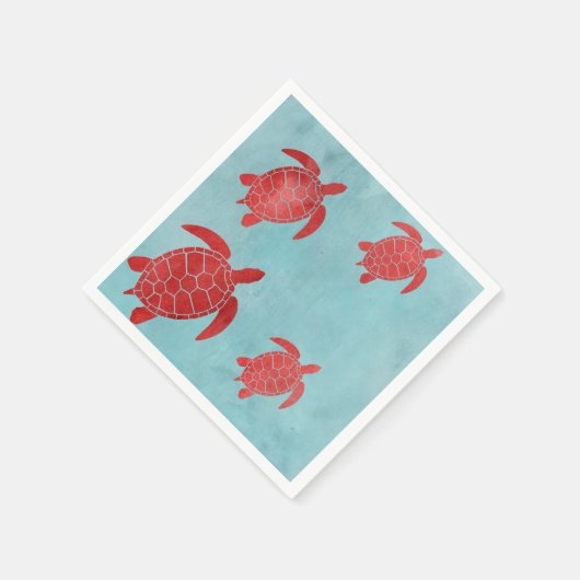 Rood en blauw groen Zee schildpad Servetten (Hoek)